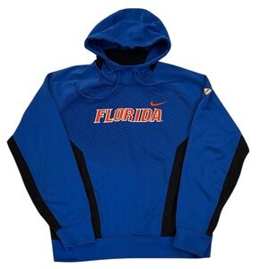 Nike Florida University Gators Embroidered Hoodie Therma-Fit Blue Orange Large
